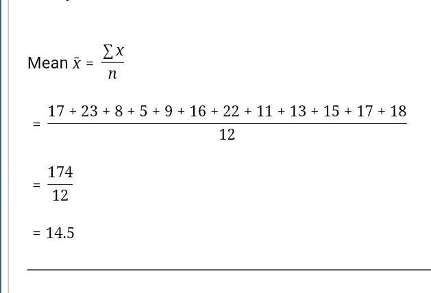 Find the mean, median, and interquartile for the date set below 17,23,8,5,9,16,22,11,13,15,17,18-example-1