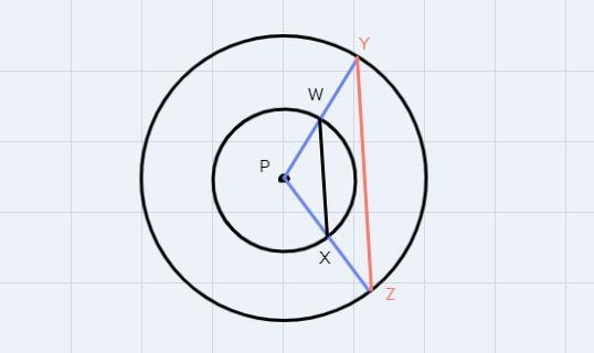 Suppose P is a point not on line segment WX . Let YZ be the dilation of line segment-example-3