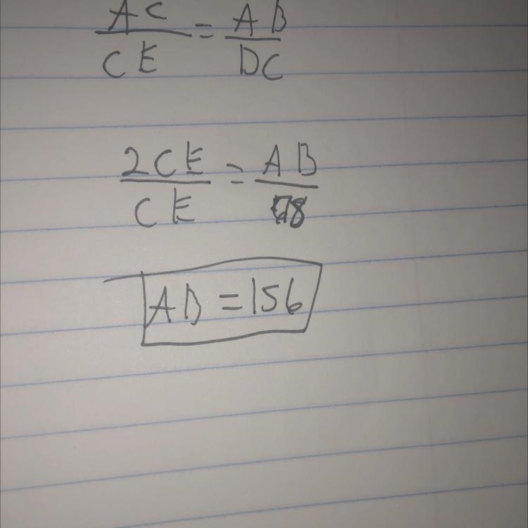 A surveyor needs to measure the distance, AB, across the lake. D. of BE He then measures-example-1