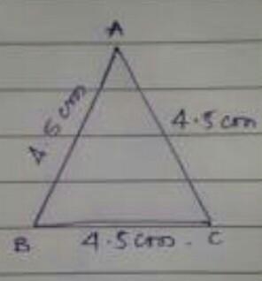 1. Draw an equilateral triangle whose each side is 4.5 cm-example-2