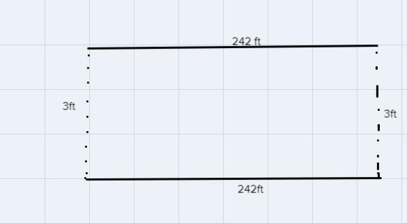 Michael is planning to build a path that is 3 feet wide and has an area of 726 square-example-2