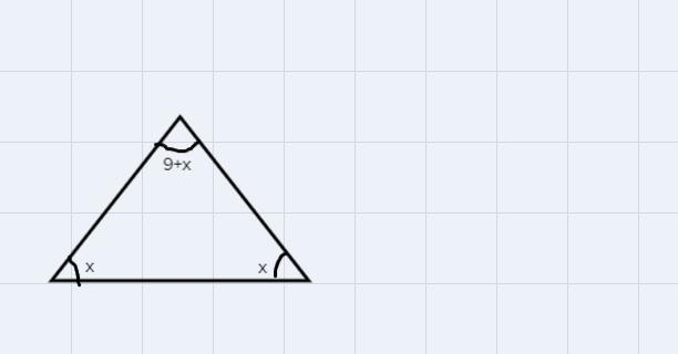 In a isosceles triangle. one angle is 9° greater than each of the other two equal-example-1