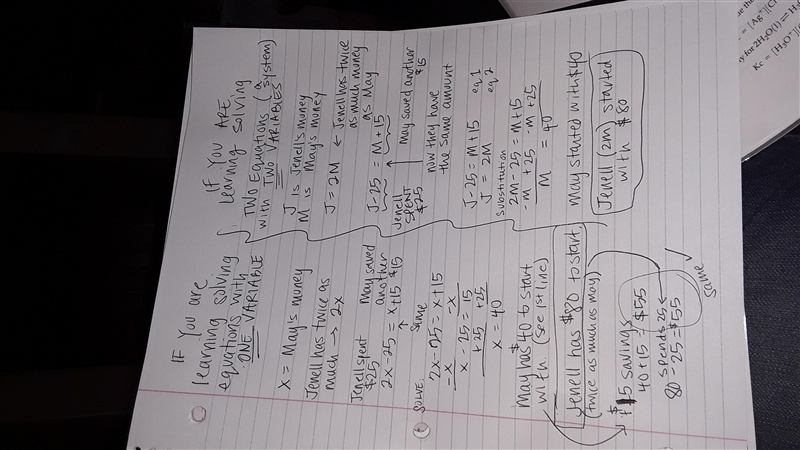 2. Jenell and May had some money. Jenell had twice as much money as May. After Jenell-example-1