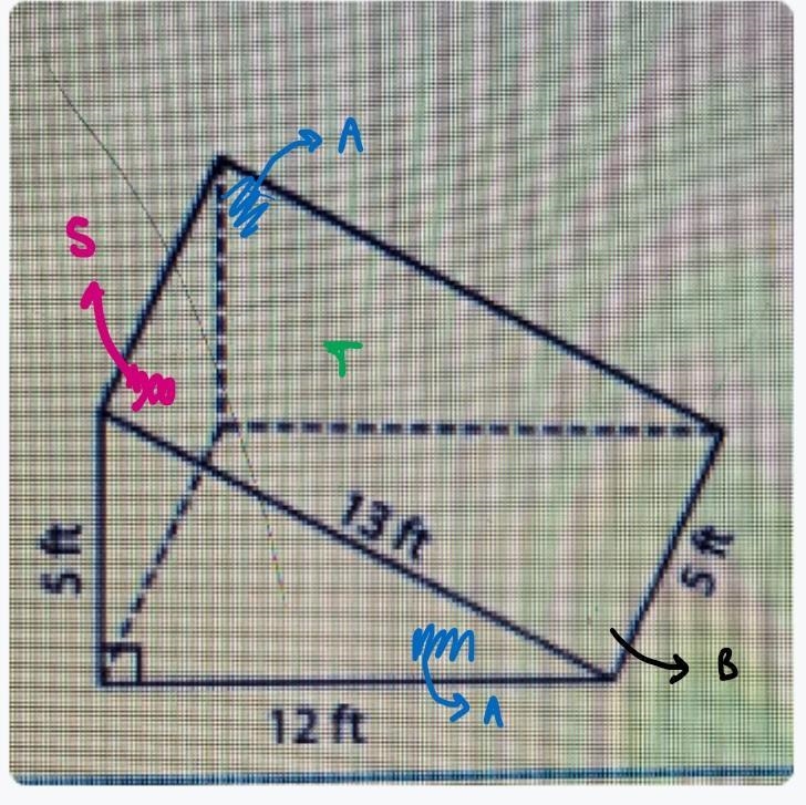 What is the surface area of the following solid? *13 ft 12ft 5ft 5ft-example-1