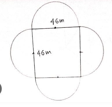 Frank needs to check the area enclosed by the figure. The figure is made by attaching-example-1