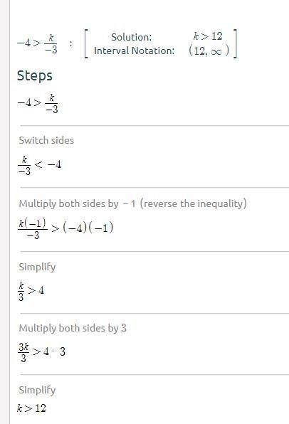 Interval Notation:-4 greater than k/-3-example-1