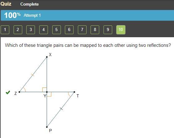 Which of these triangle pairs can be mapped to each other using two reflections? Triangles-example-1