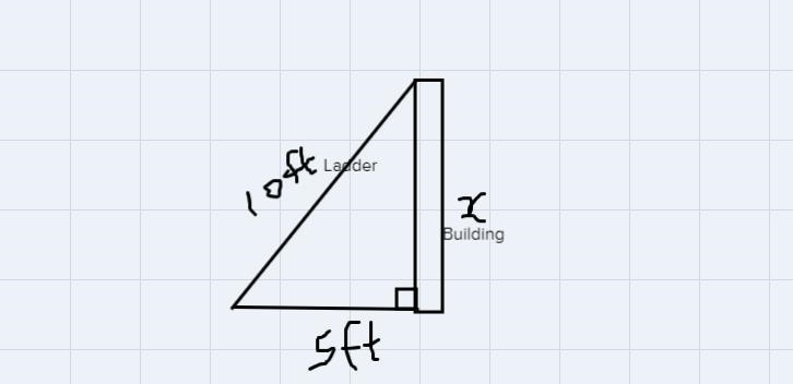 A ten-foot ladder is placed on the side ofa house. The distance between the base ofthe-example-1