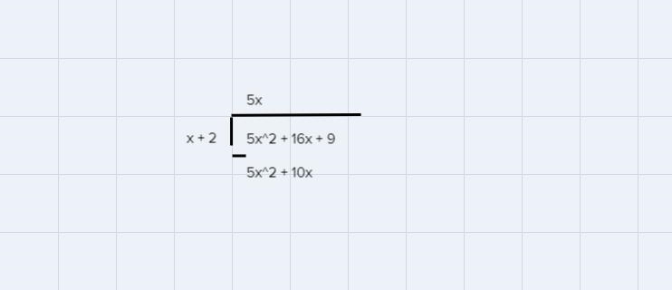 Divide.(5x^2+16x+9) / (x+2)Your answer should give the quotient and the remainder-example-3