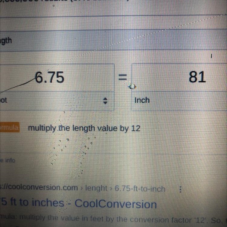 Hello whats 6.75 ft to inches ..... could use some help-example-1