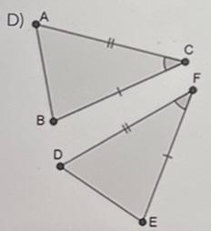 Which of the following pairs of triangles can be proven congruent by SAS?Answer choices-example-1