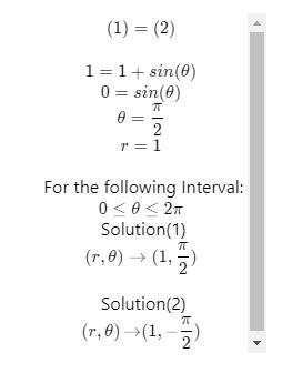 Find the polar coordinates of the point(s) of intersection of the given curves for-example-2