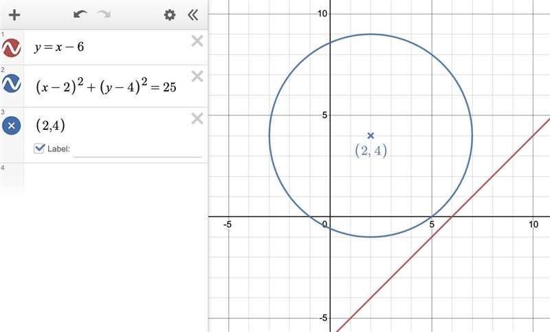 A circle has a center (2, 4). prove that if the radius of the circle is less than-example-1