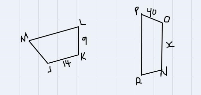 Quadrilateral JKLM is similar to quadrilateral NOPR. Find the measure of side NO.Roundyour-example-1