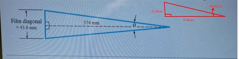 Find the angle of θ of the camera lens, given the measurements shown in the figure-example-1