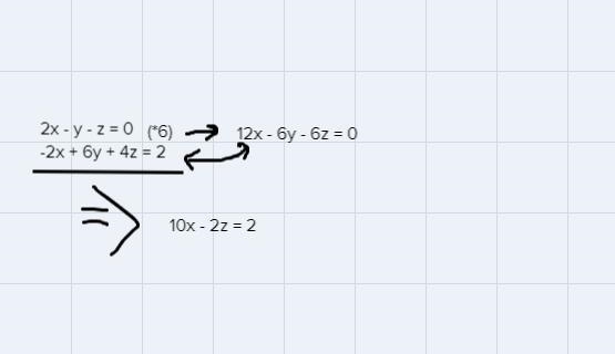 I made x my arbitrary variable and got z=5x+4 and y= -3x-4. I have a feeling this-example-1