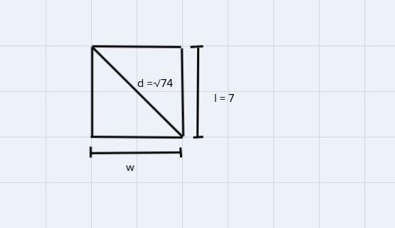 a carpet measures 7 feet long and has a diagonal measurement of (74) square root feet-example-1