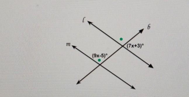 Find the value of x so that line l is parallel to line m. Round to tenths-example-1