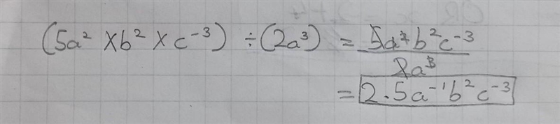 Simplify the rational expression: (5a^2*b^2*c^-3)/(2a^3)-example-1