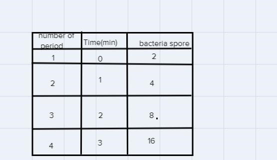 The table below illustrates the growth rate of bacteria spores in a laboratory ?-example-1