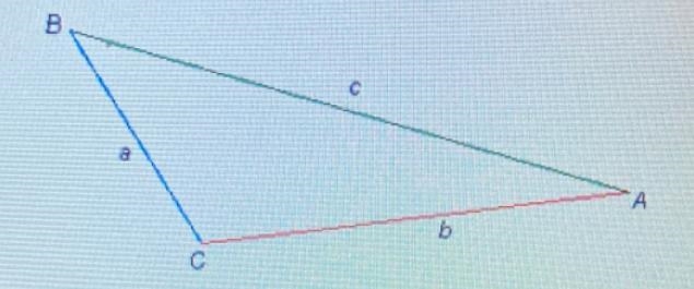 Given any triangle ABC with corresponding side lengths A, B, and C, the law of cosine-example-1