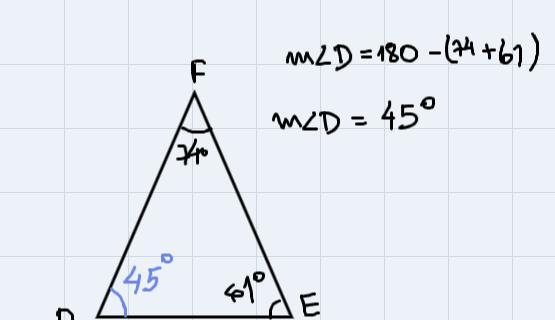 Order the side lengths DE, EF, and FD from least to greatest. (Note that the figure-example-1