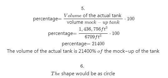 Main Show Tank Calculation:1. The main tank has a radius of 70 feet. What is the volume-example-5