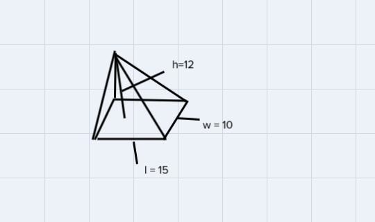 the volume of the rectangular pyramid is ___ cubic units.(the app will not let me-example-1