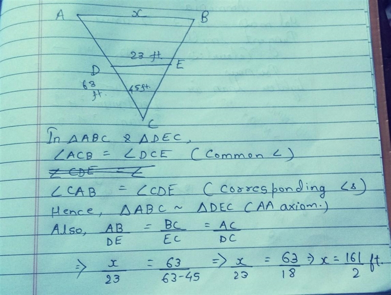 Find the value of x. Figure is not drawn to scale. NOTE: Similar triangles are proportional-example-1