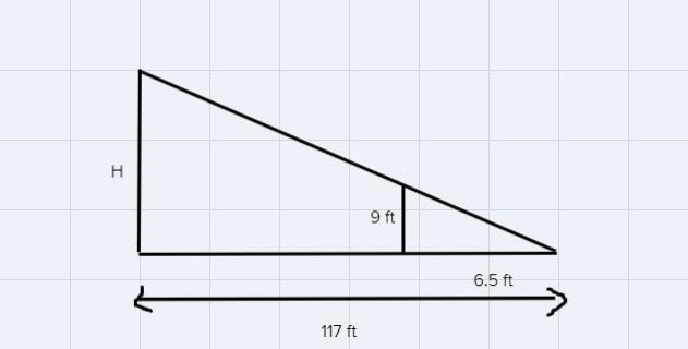 A woman wants to measure the height of a nearby building. She places a 9ft pole in-example-1