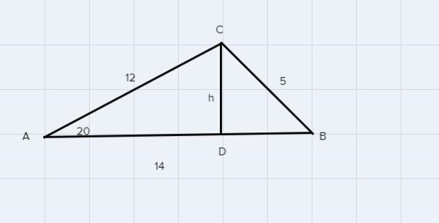 Howard is trying to find the area of a triangle with side lengths 5, 12, and 14 inches-example-1