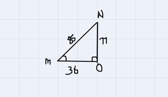 In AMNO, the measure of Z0=90°, MO = 36, NM = 85, and ON = 77. What ratio represents-example-1