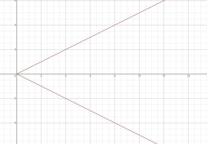 |y|= x/2 Graph of absolute value relation-example-1