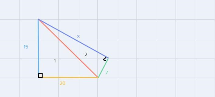 What is the value of x in the diagram below? Х 15 7 20 O 15 O 24 26 0 28-example-2