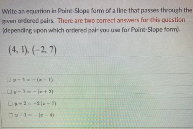 Write an equation and point slope for the line that passes through the giving order-example-1