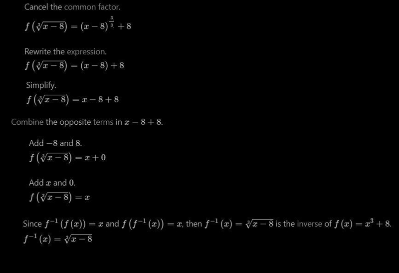 Find the inverse function of f informally. f(x) = x^3 + 8-example-3