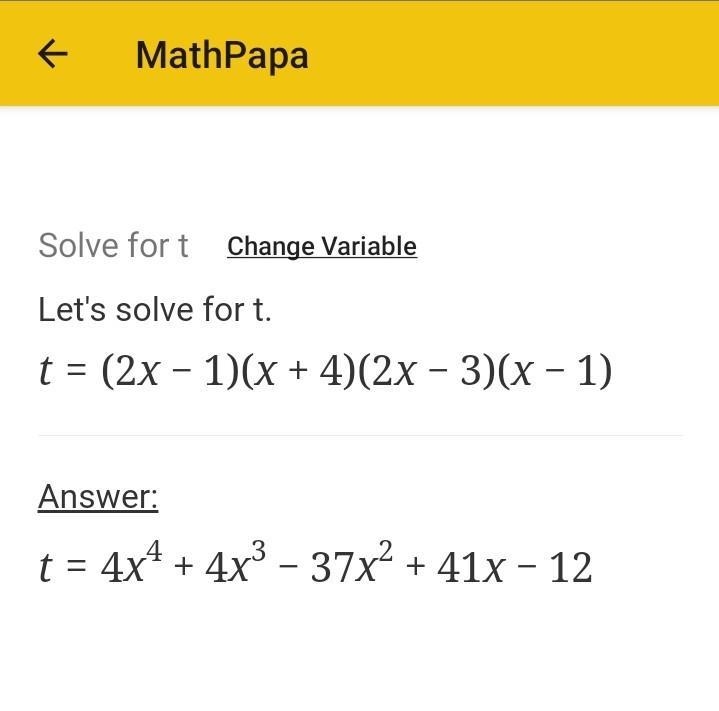 Y={2x-1)(x+4)(2x-3)(x-1)-example-1