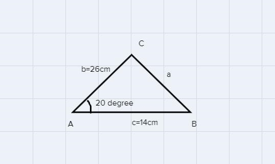 What is the area of ΔABC such that b = 26 centimeters, c = 14 centimeters, and measure-example-1