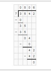 What is the quotient of 3,542 and 7?-example-1