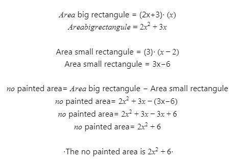 encuentre el área de un rectángulo que tiene el largo de 2x +3 y el ancho de x .alguien-example-1