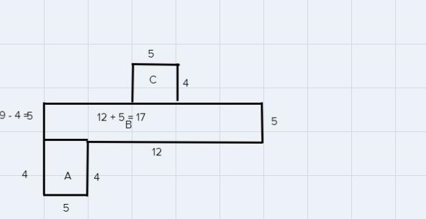 Find the area of the irregular figure.5 in.4 in.A = [ ? ]in.?25 in.9 in12 in4 in.5 in-example-1