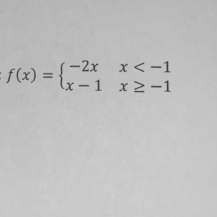 Graph the piecewise function on the coordinate plane: f(x) =-2x x < -1x-example-1