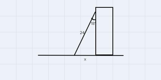 Round to the answer to the nearest tenth.18. A 24-foot ladder leaning against a building-example-1