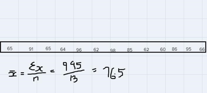 The following data are the final exams scored on the 13th student in a small calculus-example-1