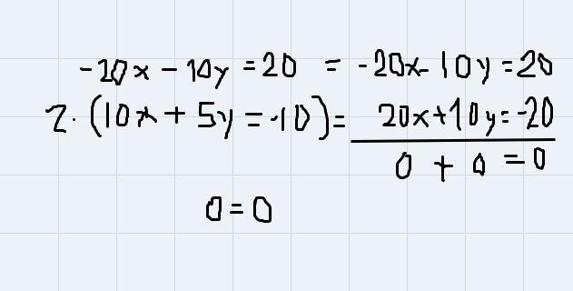 -20x - 10y = 2010x + 5y = -10-example-1