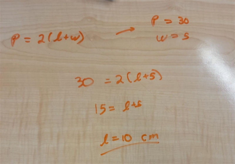 The perimeter of a rectangle is 30cm while it breadth is 5cm find the length of the-example-1