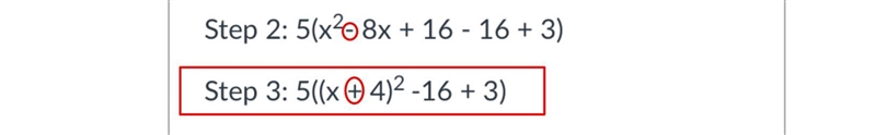 Cedaric completed the square for the quadratic expression 5x2 - 40x + 15, as shown-example-1