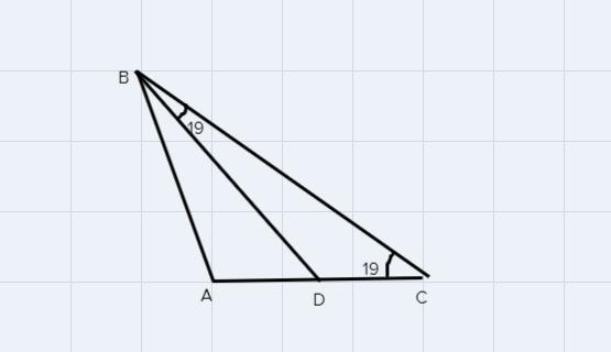 In the figure, AB = AD , and BD = CD . If angle C measured 19°, what is the measurement-example-1