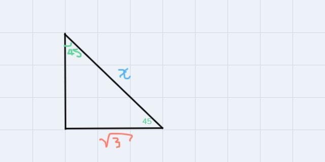 Find the length of side x in simplest radical form with a rational denominator.45х-example-1