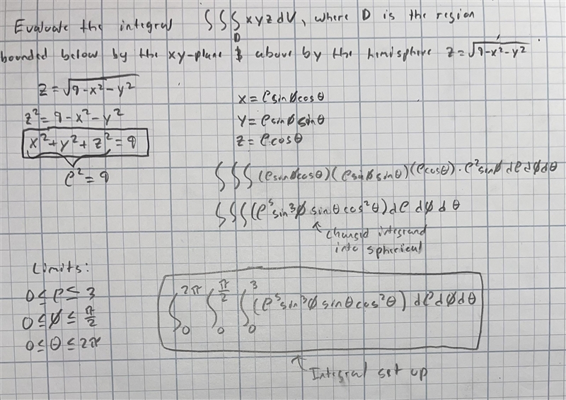 Evaluate the integral ∫∫∫Dxyz dV, where D is the region bounded below by xy-plane-example-1